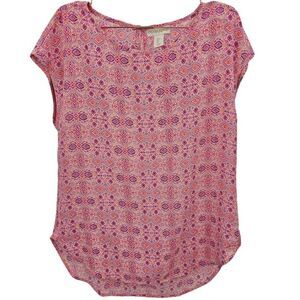 Cynthia Rowley Womens L Pink Purple Lightweight Sleeveless Tunic Blouse